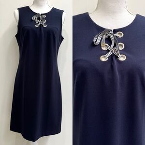 Tommy Hilfiger nautical lace up sleeveless stretchy dress navy blue size 8